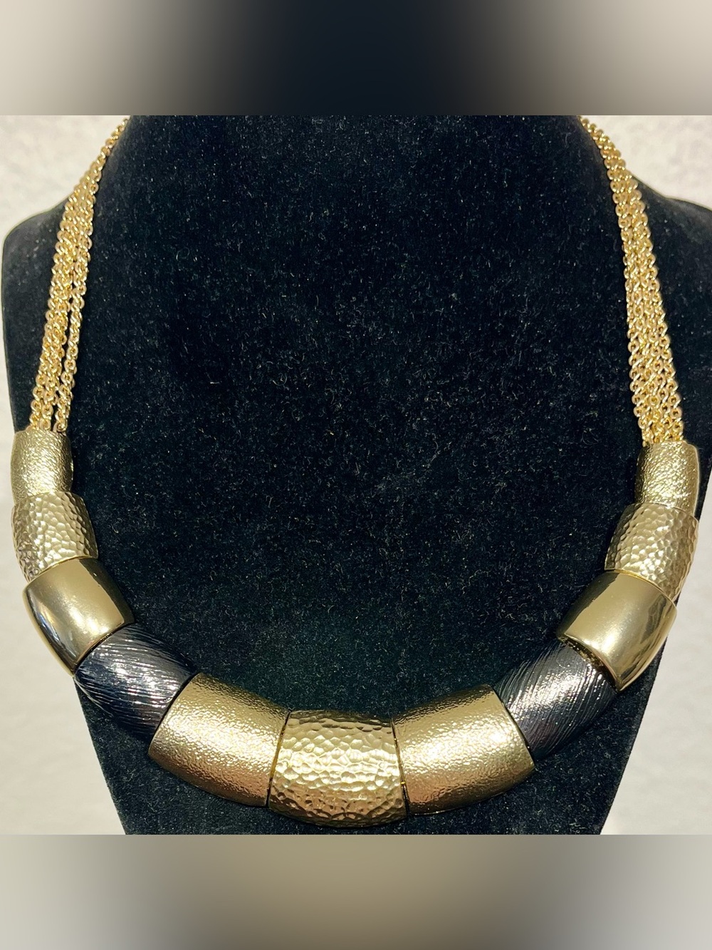 Alfani Gold and Black Textured Collar Necklace